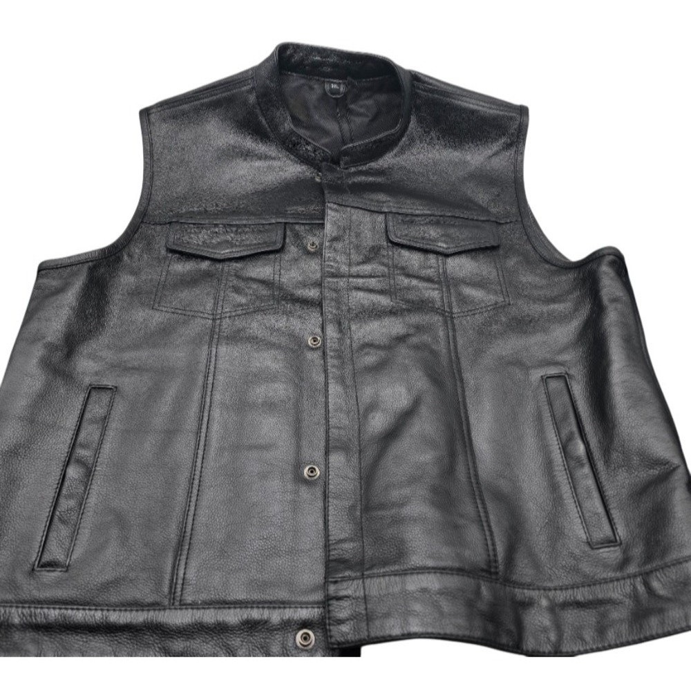 Men's Black Leather Vest